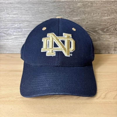 Notre Dame Fighting Irish Hat Cap Fitted Mens 7 1/4 Navy Gold NCAA Football - Image 1 of 4