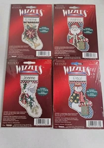 Janlynn Designs For The Needle Wizzers Cross Stitch Ornaments Lot of 4 Christmas - Picture 1 of 7