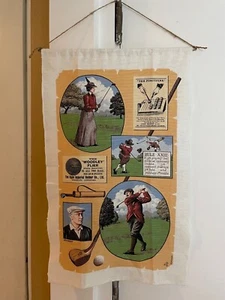 Vintage R Batchelder Linen Screen Print Golf Golfing Ben Hogan Wall Hanging - Picture 1 of 11