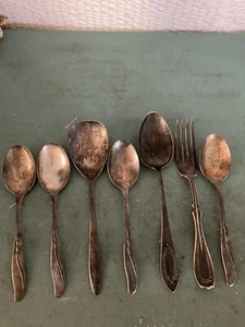 Vajilla de plata antigua empañada plata - Imagen 1 de 11