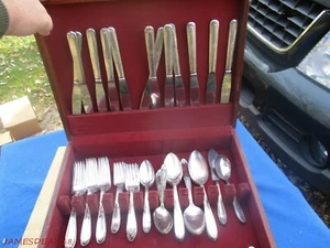National Silver Co Isabella Silverware FLATWARE Silverplate 12 PLC 60 PCS CHEST - Picture 1 of 5