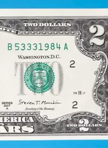 B 5333 1984 A : TRAILING YEAR 1984 $2 Two Dollar Bill Serial Number - Picture 1 of 3
