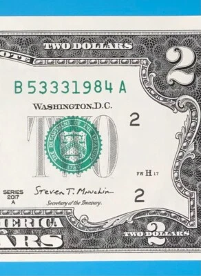 B 5333 1984 A : TRAILING YEAR 1984 $2 Two Dollar Bill Serial Number - Image 1 of 3