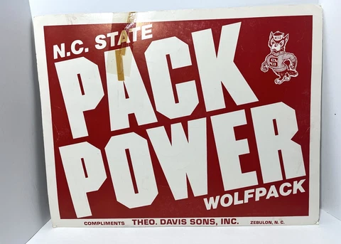 N.C. State PACK POWER Poster Vintage 1970s Cheer Pep Spirit Cover