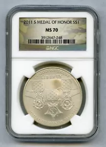 2011-S Medal Of Honor Silver Dollar Commemorative NGC MS70 - Picture 1 of 2