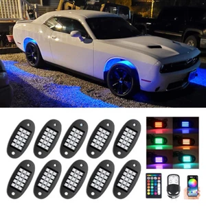 10X Cápsulas RGB LED Luz de Roca Debajo de la Cuerpo Lámpara de Neón Inalámbrica para Dodge Challenger EE. UU. - Imagen 1 de 12