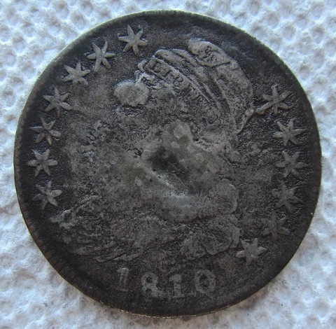 1810 Capped Bust Silver Half Dollar Rare Early Date Type Coin Damaged Filler Cover
