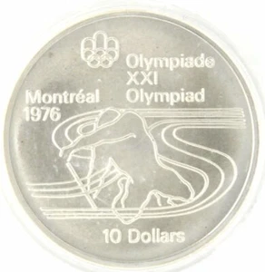 Moneda de plata de 10 dólares de los Juegos Olímpicos de Canadá 1975 KM#105 piragüismo 1976 Montreal - Imagen 1 de 2