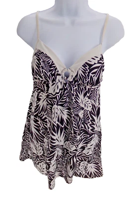 Traje de baño tropical con falda de una pieza Jaclyn Smith para mujer, negro/blanco, talla 8 almohadilla Foto 1 de 4