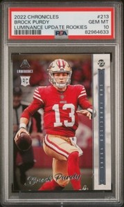 2022 Panini Chronicles Luminance Update Rookies #213 Brock Purdy RC PSA 10 GEM 