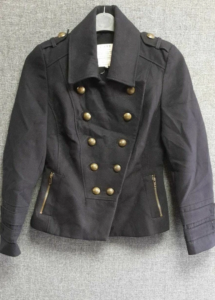 River Island Military Style Parade Jacket Navy UK 8 RRP £69.99 LN016 OO 14 - Image 1 of 4