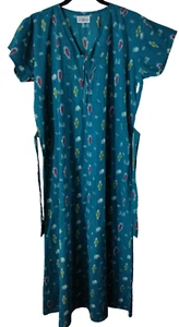 Handicraft Palace Maxikleid Damen XL meergrün Henleyausschnitt Kurzarm 22x50 - Bild 1 von 16