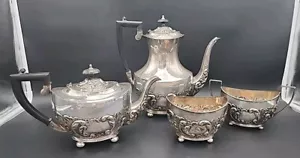 Set caffè/teiera vintage Sheffield "Cameo" placcato argento Inghilterra monogramma A - Foto 1 di 24