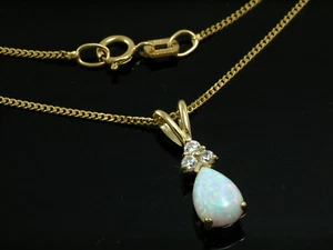 585 Gold kleiner Anhänger mit Goldkkette mit Natur Opal 15 x 5 mm - Bild 1 von 4