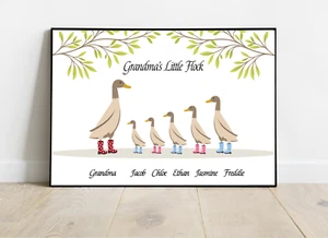 Personalisierter Entenfamiliendruck, Weihnachtsgeschenk für Mama und Papa, Oma Geschenk - Bild 1 von 6