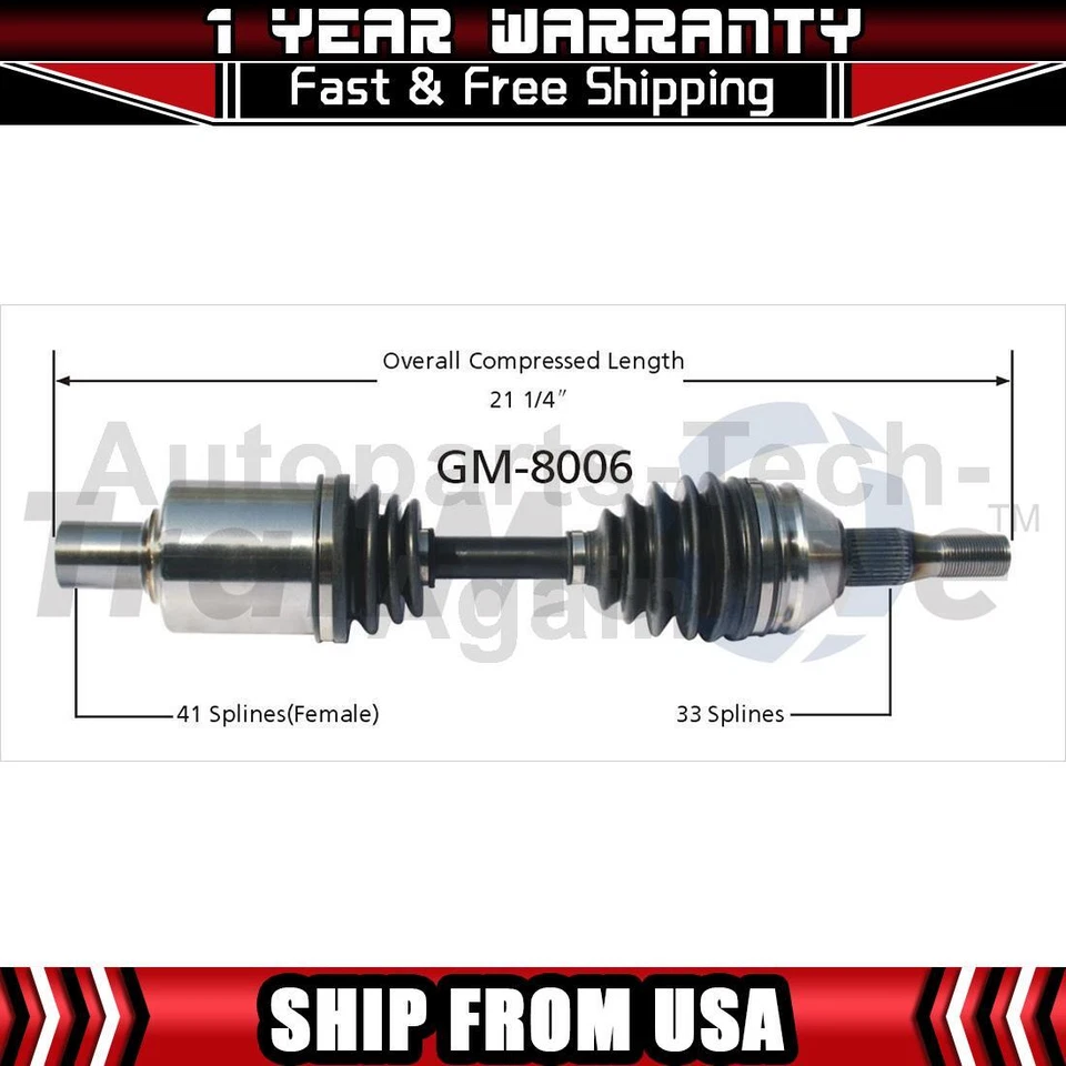 TrakMotive 1 Front Right CV Axle Joint Shaft Fits 1993 Cadillac Allante - Image 1 of 1