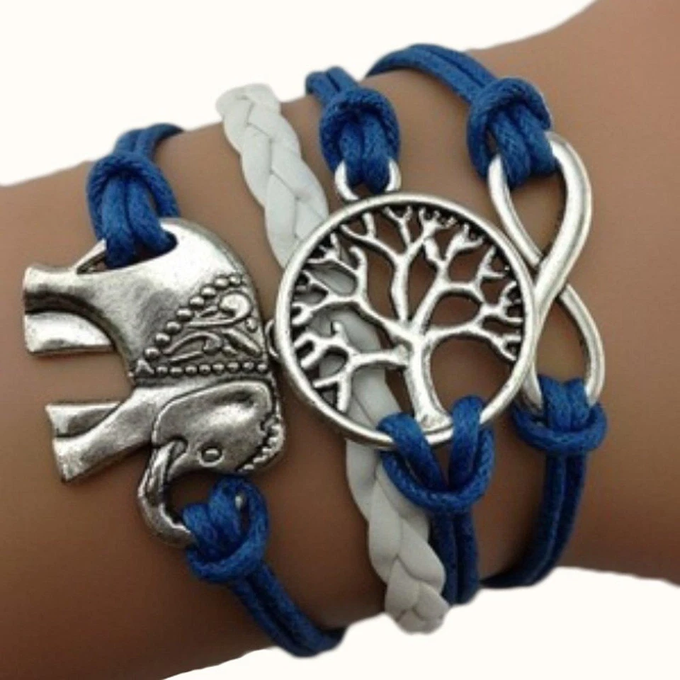 Pulsera Elefante Árbol de la Vida Infinito Azul Foto 1 de 1