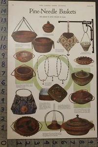 1920 NATIVE CRAFT WEAVING PINE NEEDLE BASKET BAG ANNE HELEN B CALL PRINT 28619 - Picture 1 of 1