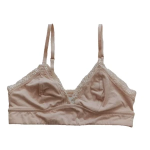 NUEVO SIN ETIQUETAS JENNI Bralette Talla MEDIANA (8-10) Beige Algodón Pullover Detalle Encaje - Imagen 1 de 8