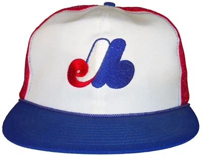 NEW VINTAGE 80's MONTREAL EXPOS MLB TWINS MESH TRUCKER SNAPBACK HAT CAP M/L - Image 1 of 2