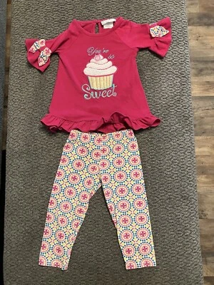 Новый девочек Эмили Роуз 2 изделия комплект вязаный верхняя рубашка леггинсы розовый чашка торт наряд 18 М - Изображение 1 из 4
