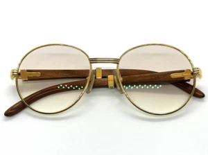 Cartier Trinity Eyeglass Frames Glasses YGP Yellow Gold Wood Temple 52□18 135b - Picture 1 of 9