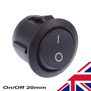 On/Off Black Round Rocker Switch Car Automotive 20mm SPST Boat Dash - Picture 1 of 5