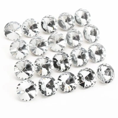 Diamante Crystal Glass Hoop Buttons Upholstery Headboard Sofa Ottoman Chair 20mm - Image 1 of 3