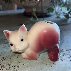 Vintage Ceramic Airwick Diffuser Cat Pink 3” Tall