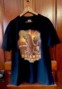 Harley Davidson T Shirt Bike Week 2012 Orlando Florida Eagle Men’s Size XL Black - Picture 1 of 6