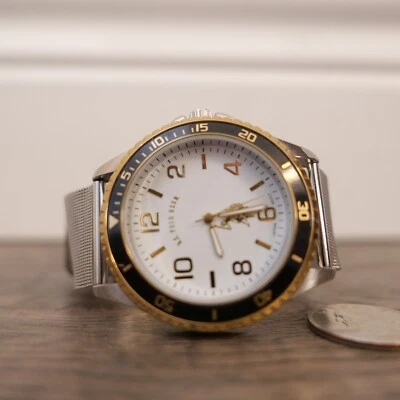 U.S. Polo Assn Mens Silver Gold Tone Japan Movt Mesh Band Analog Quartz Watch - Image 1 of 3