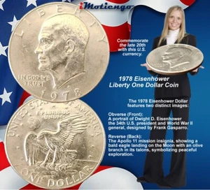 1978 Eisenhower Liberty One Dollar USA Coin D Mint Mark - Dwight Eisenhower 34th - Picture 1 of 23