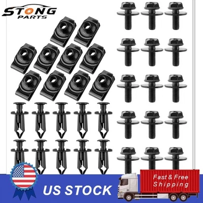 Pernos de carrocería y clips de tuerca en U para Nissan 35 piezas - Protector contra salpicaduras bajo cubierta del motor M6 Foto 1 de 4