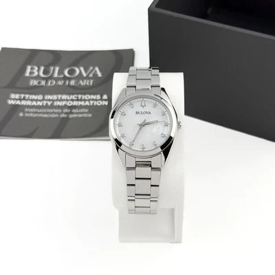 Женские кварцевые часы Bulova Surveyor 96P228 перламутровый циферблат 31 мм - Изображение 1 из 4