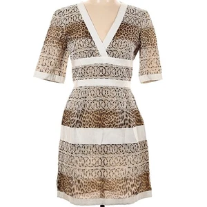 Giambattista Valli Leopardenmuster Seide Etuikleid Spitze Overlay Größe Large EU46 - Bild 1 von 12