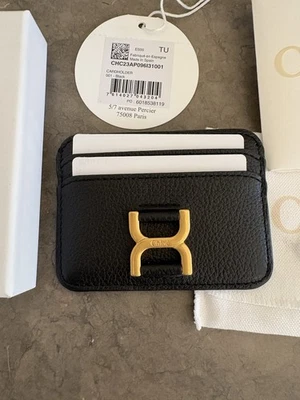 CHLOE Marcie Black Pebble Leather Card Case Holder Wallet Spain Auth Card/BoxNew - Image 1 of 4