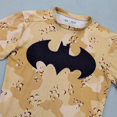 Under Armour Shirt Mens Medium Tan Camo HeatGear Compression Batman DC Comics - Image 1 of 4