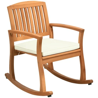 1PC/2PC Acacia Wood Outdoor Rocking Chair Patio Furniture Porch Rocker Balcony - Image 1 of 4