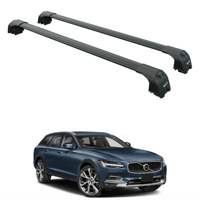 Barra transversal de techo para Volvo V90 2016-2025 riel rasante aluminio negro Foto 1 de 4