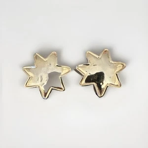GJD Vintage 1980s Clip On Gold Tone Star Stud Earrings, Excellent Condition - Picture 1 of 10