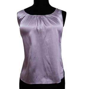 Chico's Ruched Scoopneck Neckline Pastel Purple Sleeveless Satin Top Size Small - Picture 1 of 7