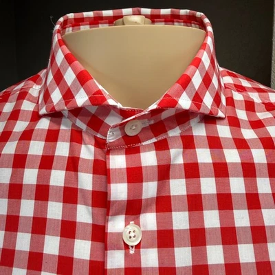 Kent & Curwen Shirt Mens Large Red Gingham Check Long Sleeve Button Down - Image 1 of 4