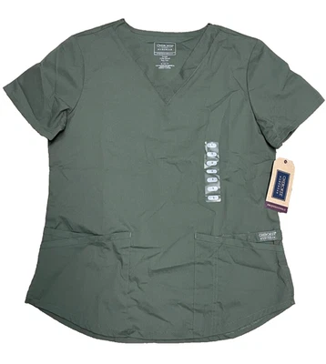 Cherokee Small Scrub Top Olive Green Workwear Professionals Women's V-Neck WW665 - Image 1 of 4