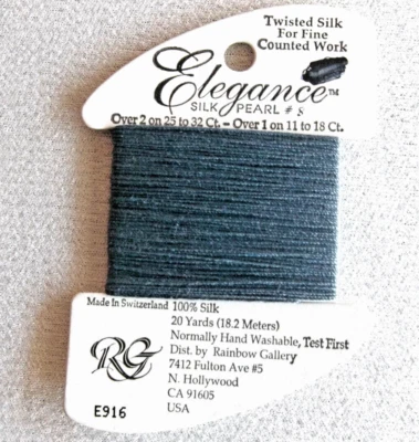 Rainbow Gallery Elegance Silk Pearl #8 - 20 Yards  - E916 Dark Antique Blue - Image 1 of 2