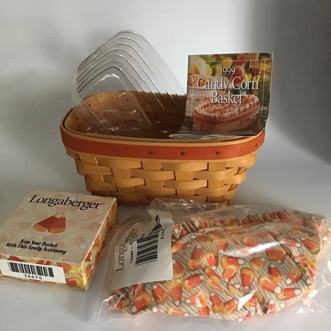 Longaberger Basket Protector, Liner & Tie on Halloween Candy Corn New Cover