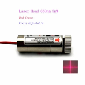 Cross Line Laser Head Focusable 650nm 5mW 5V Red Laser Module for Marking Line - Picture 1 of 1