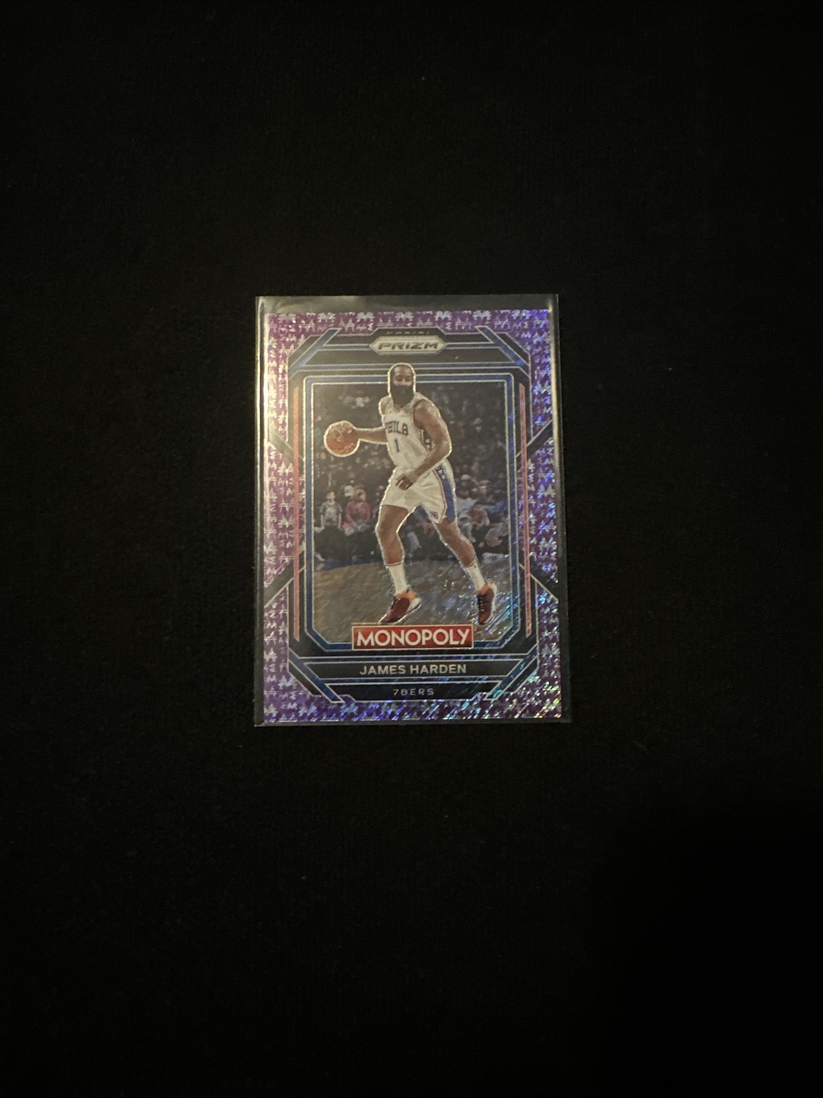 2022-23 Prizm Monopoly #68 JAMES HARDEN Purple Money Shimmer Prizm #13/50 76ERS