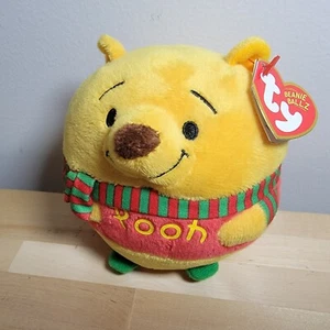 Juguete de peluche Ty WINNIE THE POOH Beanie Ballz Navidad Holiday Ball Disney 2013 nuevo con etiquetas - Imagen 1 de 1