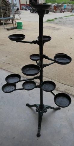 Antique Victorian Cast Iron African Violet Plant Stand, 9 Arms 12 Holders Cover