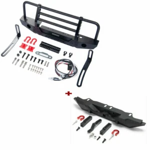 Metal Front Bumper with LED Lights Winch Base Set for 1/10 RC Crawler TRX-4 Car - Picture 1 of 34